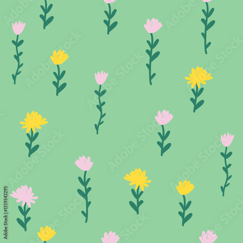 Wallpaper Mural Seamles pattern with flowers. Vector illustrations Torontodigital.ca