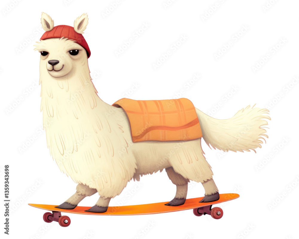 Fototapeta premium PNG Llama skateboarding mammal animal alpaca.