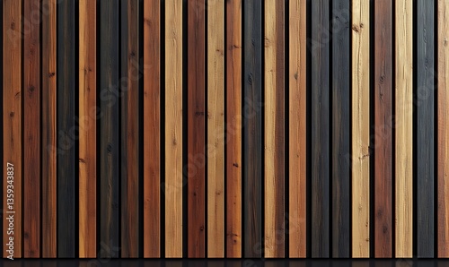 Wallpaper Mural A rustic backdrop showcasing dark stained wooden planks with visible grain texture Torontodigital.ca