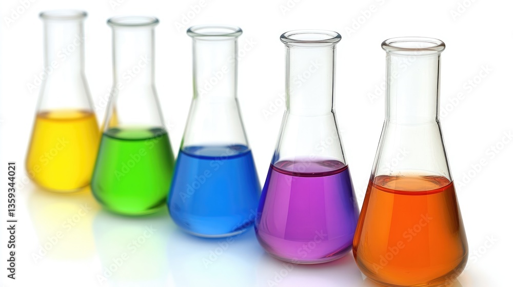 Colorful Erlenmeyer Flasks in a Row: A Vibrant Display of Chemistry Colorful Erlenmeyer Flasks in a Row: A Vibrant Display of Chemistry