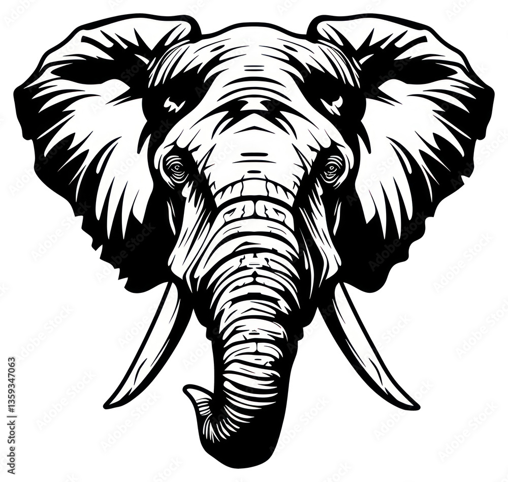 Fototapeta premium PNG Elephant illustrated wildlife stencil.