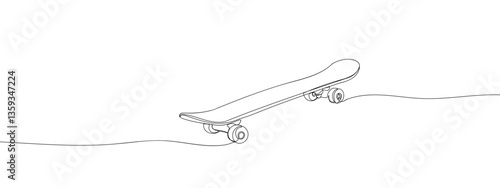 continuous line skateboard vector illustration with transparent background editable stroke.