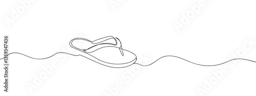continuous line sandals vector illustration with transparent background editable stroke.
