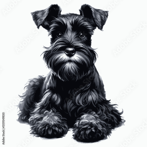 Mini Schnauzer dog isolated watercolor vector illustration svg