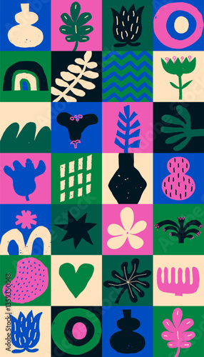 Abstract geometric mosaic seamless poster.