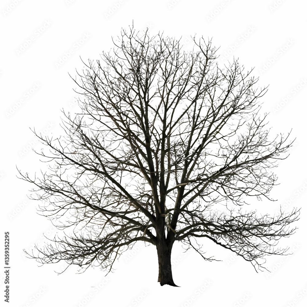 Silhouette of a leafless tree against a white background Silhouette of a leafless tree against a white background