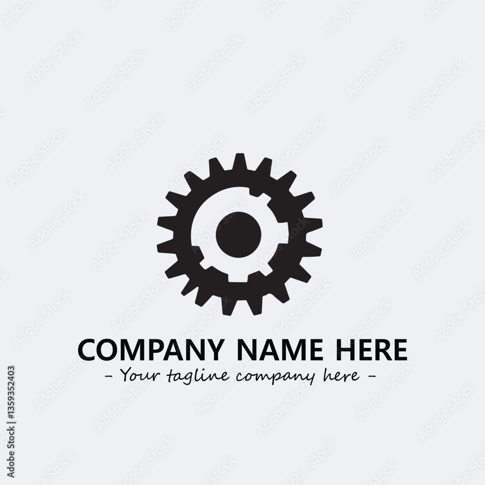 Fototapeta premium Gear illustration for logo company black and white vector image 