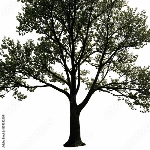 A solitary tree stands against a clear, cloudless sky in a serene natural setting.
