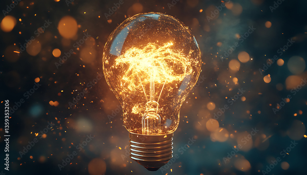 Glowing Lightbulb with Cosmic Energy, Symbolizing Creative Ideas and Innovation Concept Image Glowing Lightbulb with Cosmic Energy, Symbolizing Creative Ideas and Innovation Concept Image
