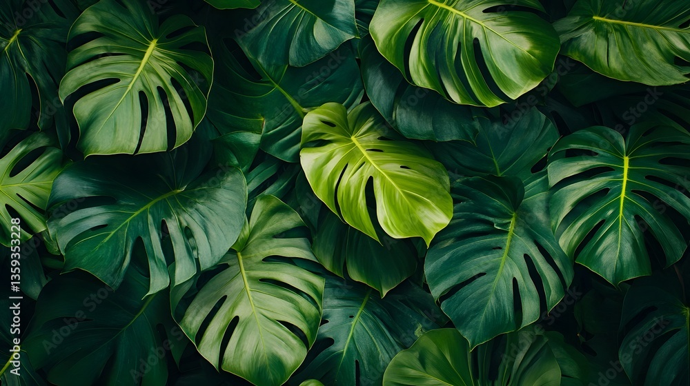 Obraz premium Tropical palm leaves in a flat lay composition