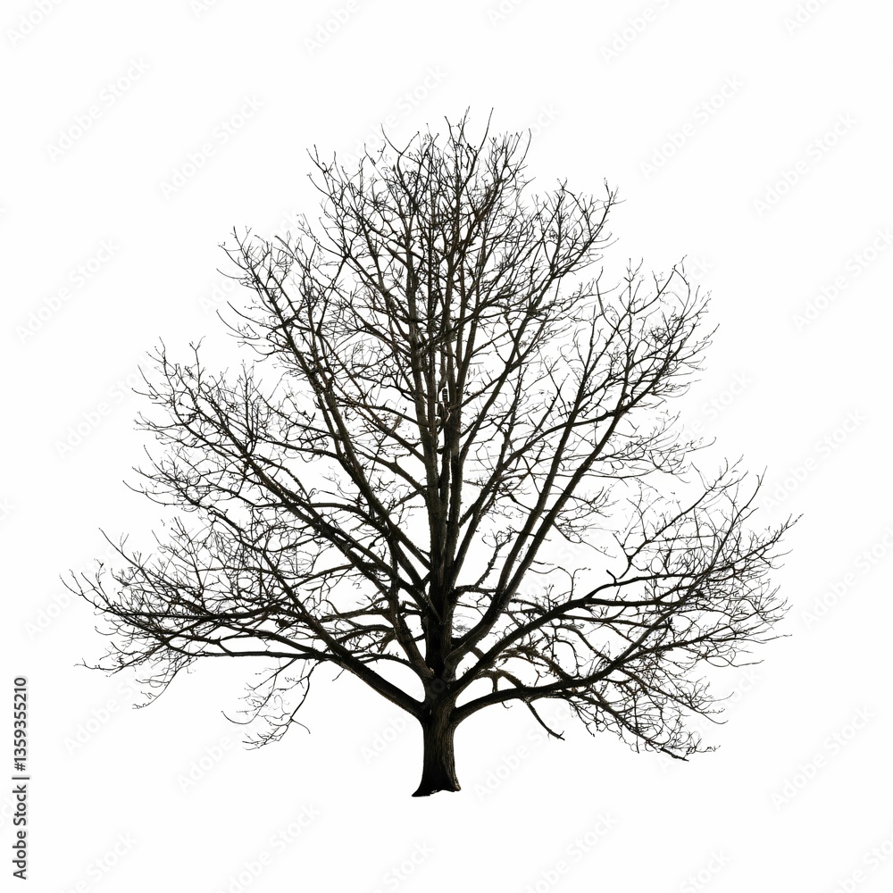 Obraz premium Silhouette of an isolated bare tree in a white background
