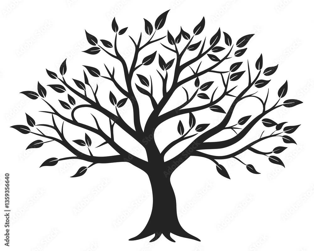 Obraz premium tree branch silhouette vector illustration