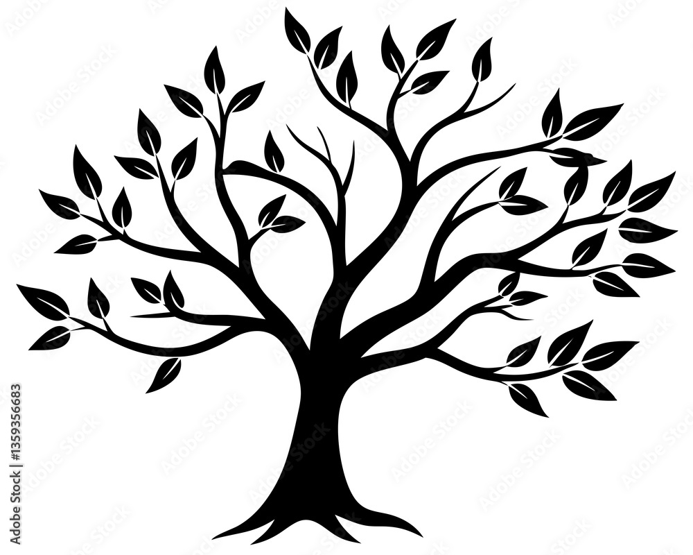 Obraz premium tree branch silhouette vector illustration