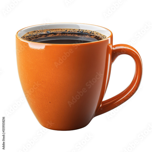 Orange Coffee Mug with coffee isolated on white background.