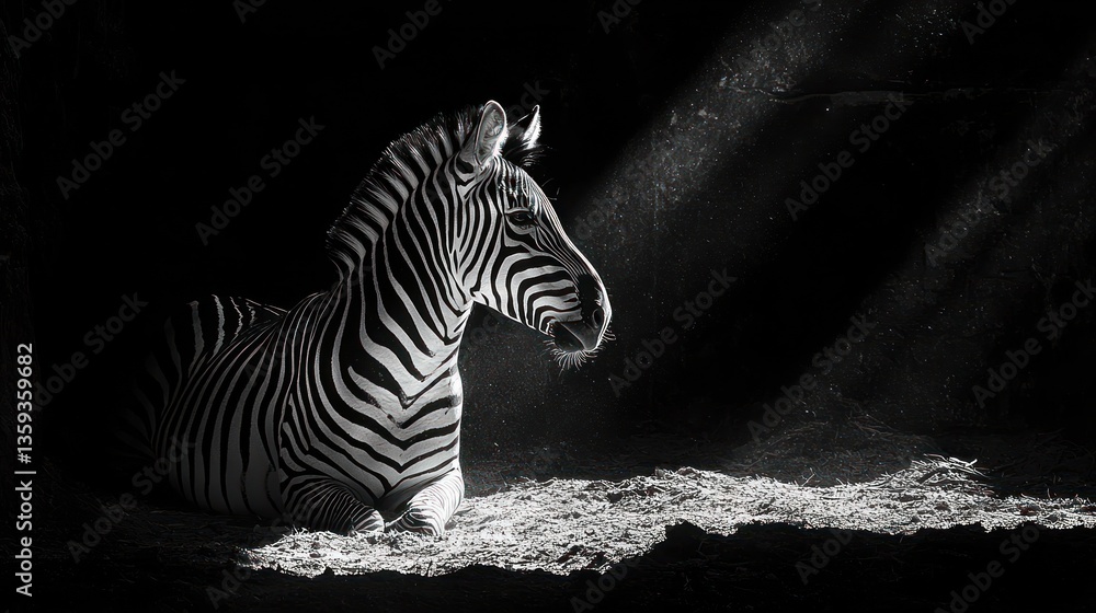 Naklejka premium Zebra in dramatic light
