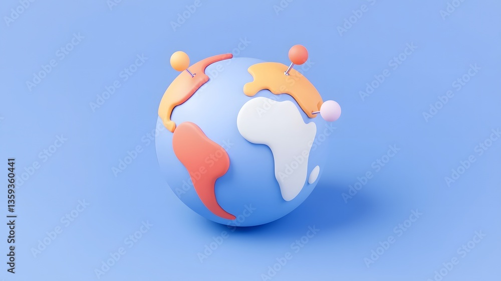 Naklejka premium Stylized 3D globe representing global communication network