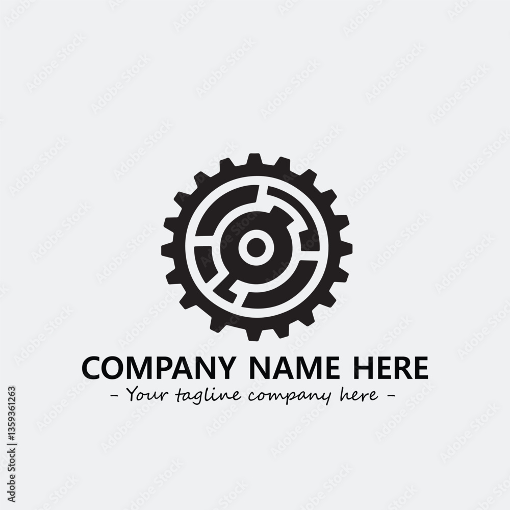 Fototapeta premium Gear illustration for logo company black and white vector image 