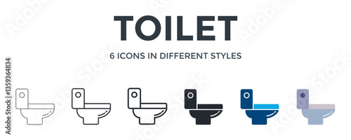 Toilet  Icon In Different Style Vector Illustration. Designed In Thin Line, Regular Line, Bold Line, Glyph, Color Fill, And Flat Style Can Be Used For Web