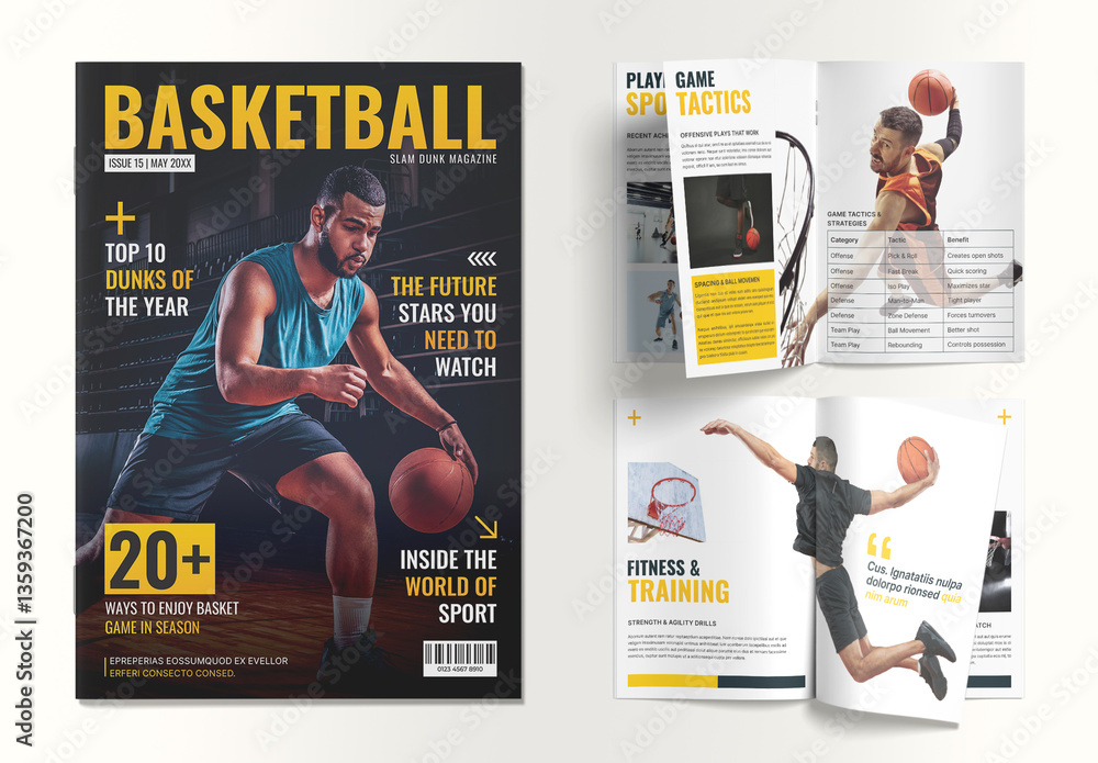 Basketball Sports Magazine Design Template Stock Template | Adobe Stock
