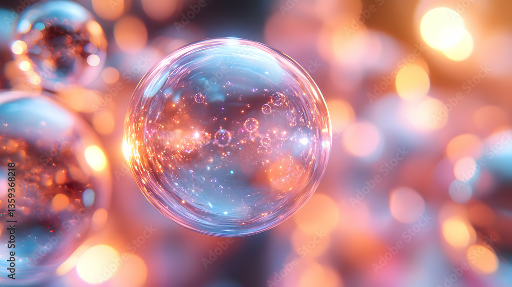 3D Render of Glowing Bubbles Abstract Background 3D Render of Glowing Bubbles Abstract Background