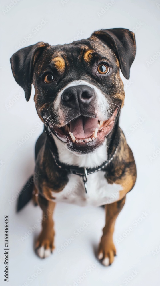 Cute happy dog sitting and posing on white background, Boxer dog Cute happy dog sitting and posing on white background, Boxer dog