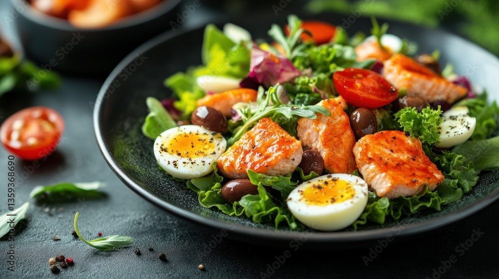 Colorful Salmon Salad with Eggs Colorful Salmon Salad with Eggs