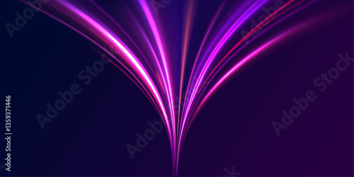 Wave of light illuminates the road as a race of speed unfolds on a neon track, blending into the background. Runners of energy follow the curve of the line in a futuristic fast-paced future png