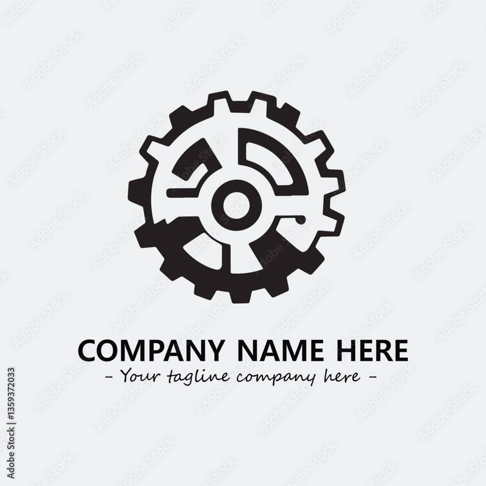 Fototapeta premium Gear illustration for logo company black and white vector image 