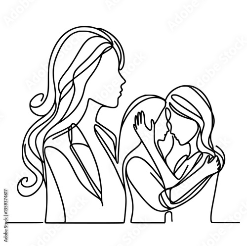 Artful and elegant curvy women illustration in black and white.