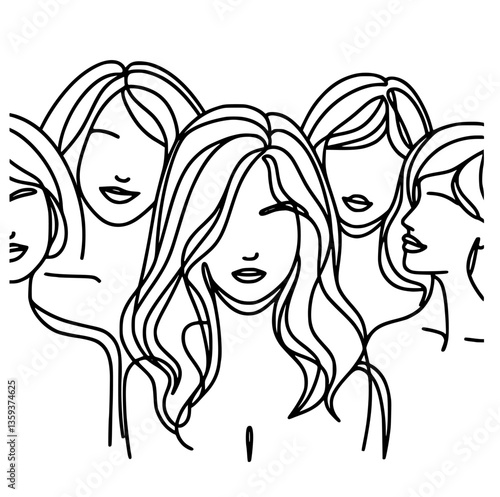 Abstract silhouette line drawing of confident plus-size women.