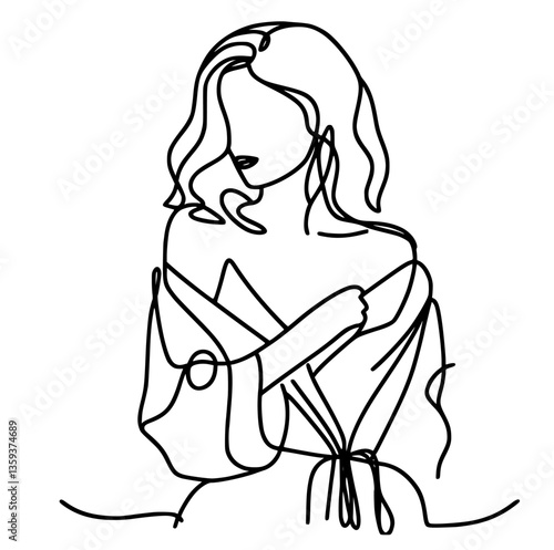 Minimalist plus-size women illustrations for fashion and beauty themes.