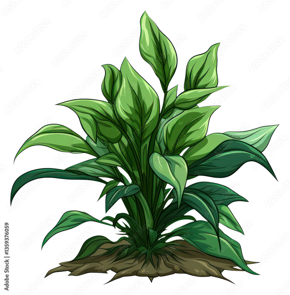 Fototapeta premium PNG Wild plant green leaf art.