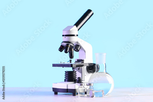 Modern microscope, ampules ...