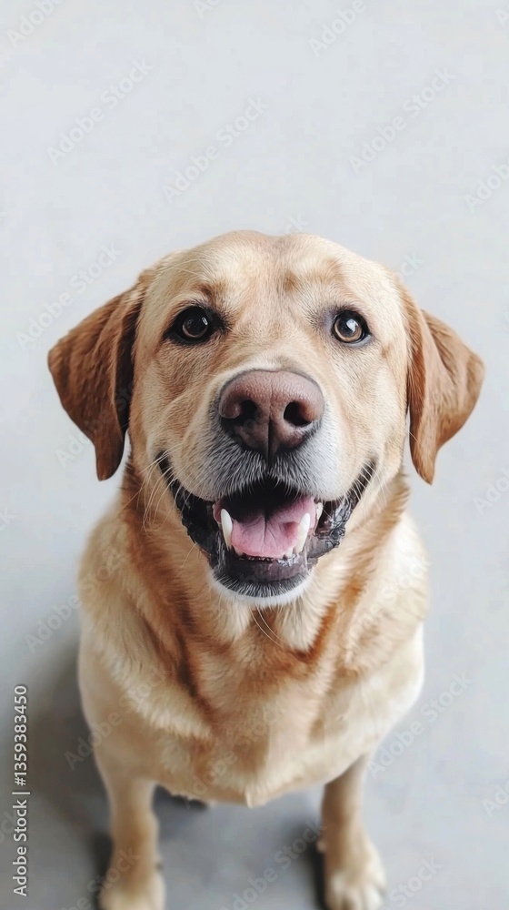 Cute happy dog sitting and posing on white background, Labrador Retriever dog Cute happy dog sitting and posing on white background, Labrador Retriever dog