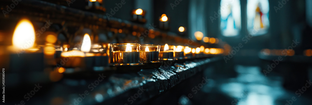 Obraz premium Votive Candles on Church Altar