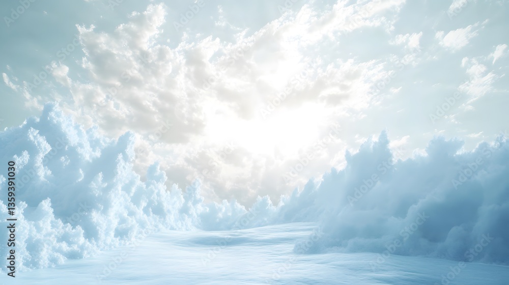 Obraz premium A pristine arctic scene with crystalline ice formations and a pale, serene sky overhead