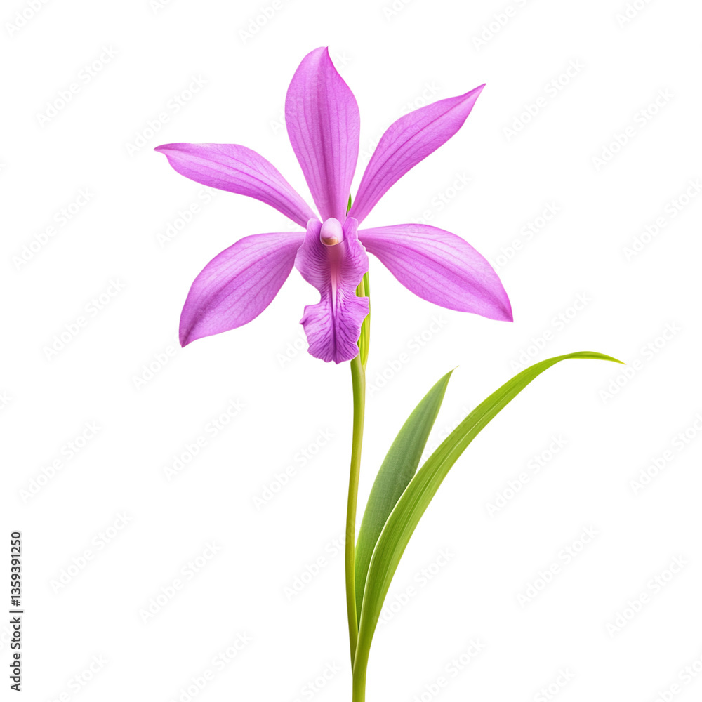A Pink Flower with Green Leaves Isolated on Transparent Background A Pink Flower with Green Leaves Isolated on Transparent Background