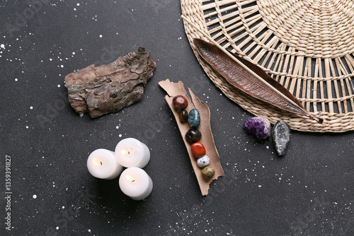 Set of chakra stones, incen...