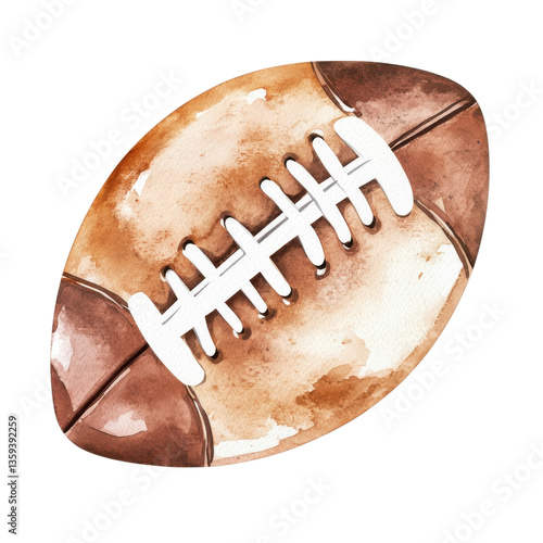 A watercolor football art on transparent background.