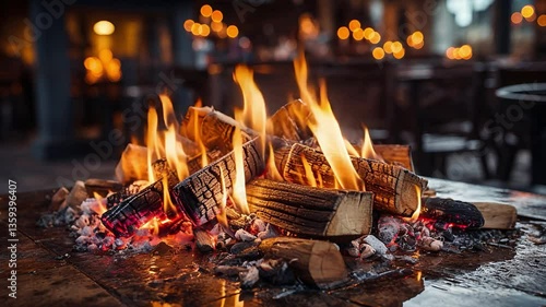 fire in the fireplace Loop