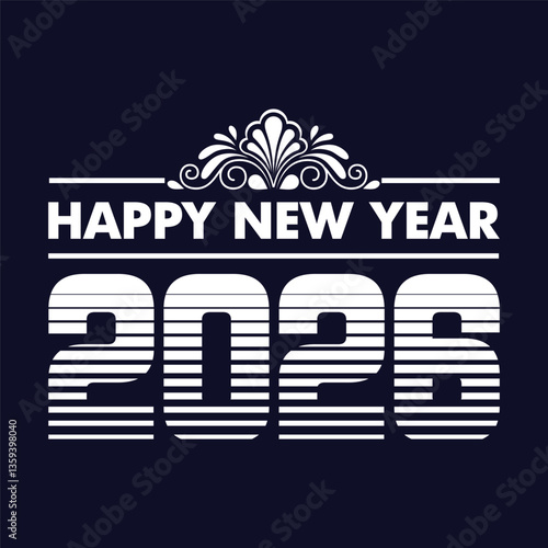 Happy new year 2026 design with colorful truncated number illustrations. Premium vector design 2026