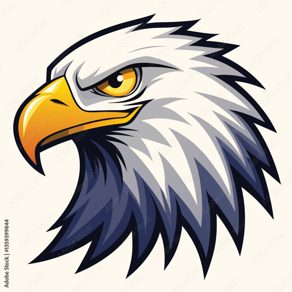 Fototapeta premium American bald eagle with flag vector illustration featuring a majestic bird of preyAmerican bald eagle with flag vector illustration featuring a majestic bird of prey