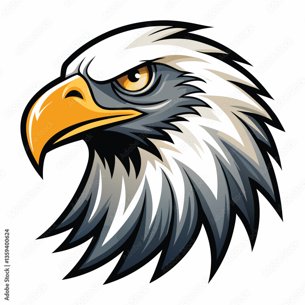 Fototapeta premium American bald eagle with flag vector illustration featuring a majestic bird of preyAmerican bald eagle with flag vector illustration featuring a majestic bird of prey