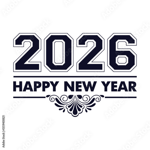 Happy new year 2026 design with colorful truncated number illustrations. Premium vector design 2026