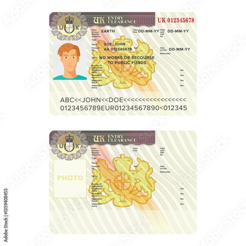 United Kingdom or England toy visa passport sticker template