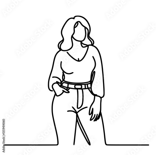 Beautiful curvy women in black and white doodle design