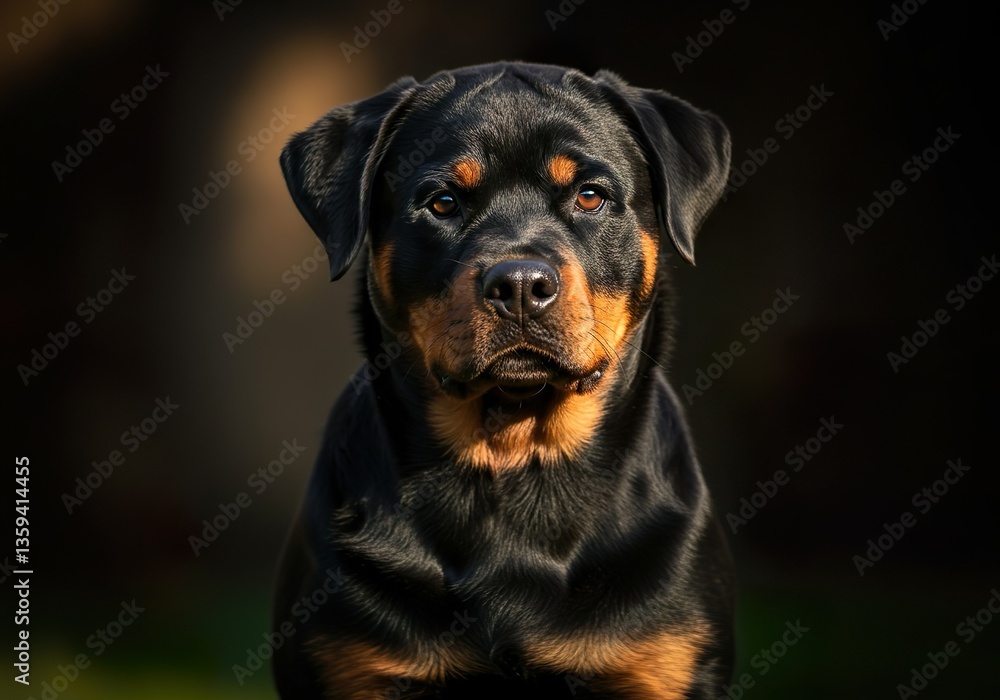 Rottweiler Puppy Sitting Attentively – Strong and Loyal Dog Breed Rottweiler Puppy Sitting Attentively – Strong and Loyal Dog Breed