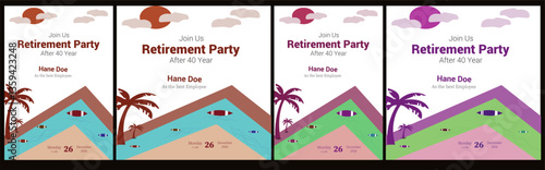 Retirement Flyer Design Template . Happy retirement party invitation flyer design.square banner, and a4 poster, Retirement flyer template. Happy retirement party flyer design.