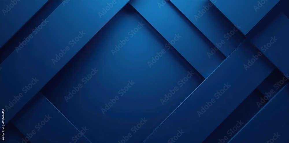 Fototapeta premium Dark blue abstract geometric background with overlapping layers and light stripes, 3d, geometric