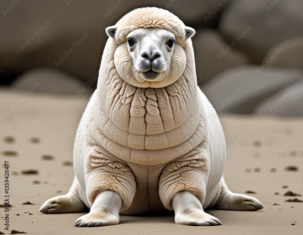 Fototapeta premium Hybrid animal between seal and alpaca.